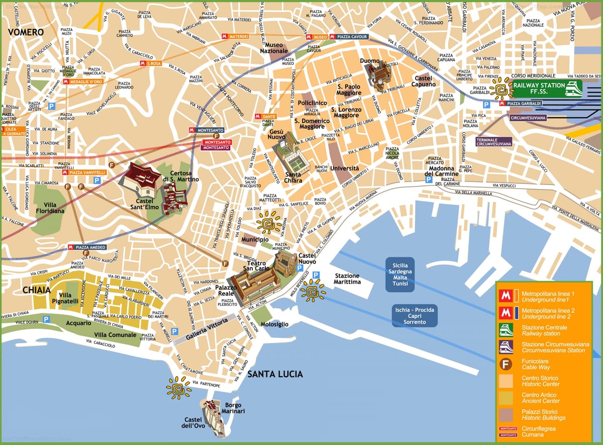 harta turistică napoli