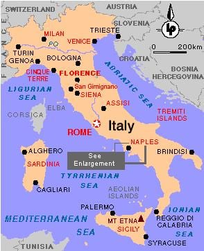 napoli, în italia hartă