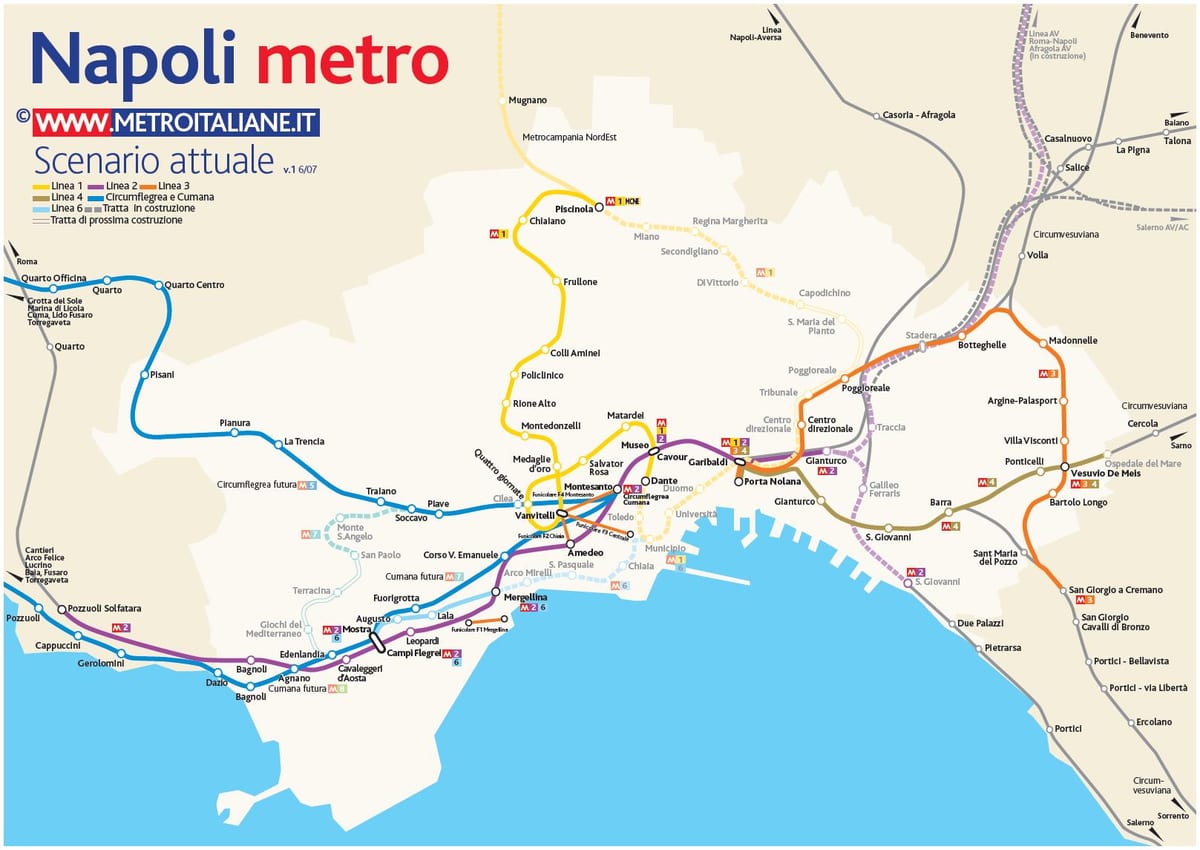 hartă de metrou din napoli